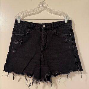 Zara High Rise Distressed Jean Shorts